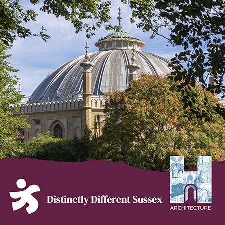 Photo of Brighton Dome overlayed with a layers graphic